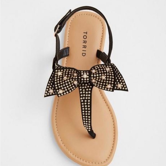 torrid Shoes - Torrid sz 9.5W black bow studded sandals